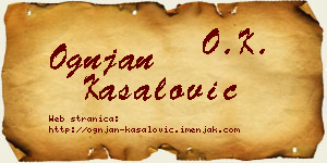 Ognjan Kasalović vizit kartica